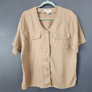 Abercrombie & Fitch Women's M Linen Utility Cargo Oversized Boxy Button Down EUC
